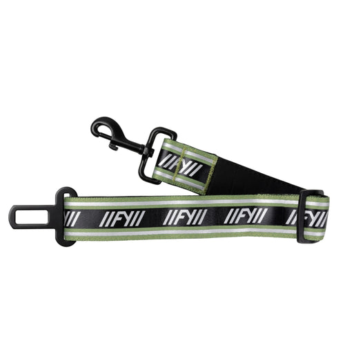 Gepolsterter Anschnallgurt für Hunde im Auto in Khaki mit Karabiner und FY-Branding, Modell FY Active