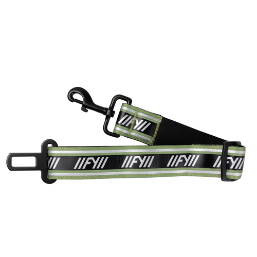 Gepolsterter Anschnallgurt für Hunde im Auto in Khaki mit Karabiner und FY-Branding, Modell FY Active